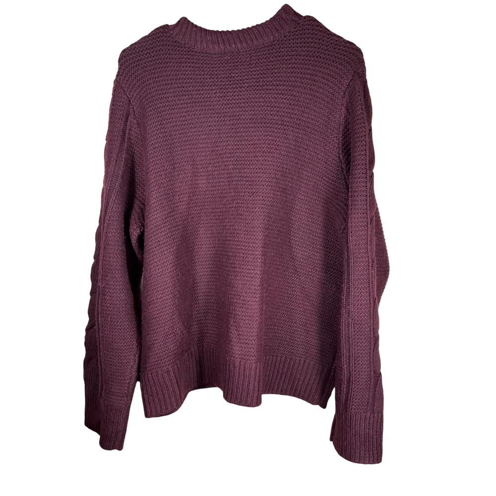 Simply Vera Vera Wang Burgundy Cable Knit Sweater XL Maddie Plum Crew Neck